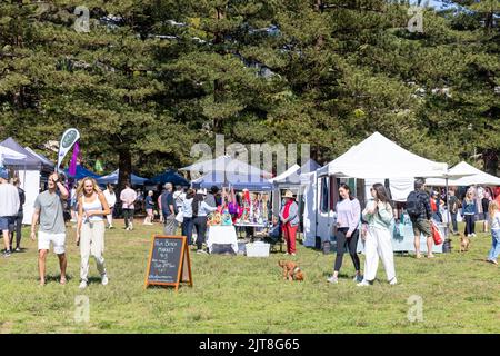 Palm Beach Sydney und Sommer Markt und Stände, Winter Tag 2022, NSW, Australien Stockfoto