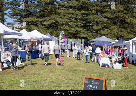 Palm Beach Sydney und Sommer Markt und Stände, Winter Tag 2022, NSW, Australien Stockfoto