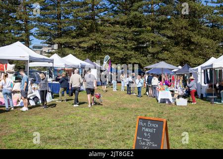 Palm Beach Sydney und Sommer Markt und Stände, Winter Tag 2022, NSW, Australien Stockfoto