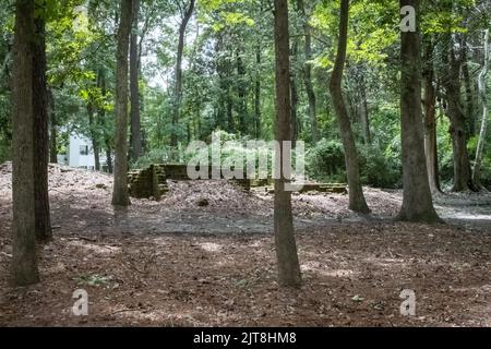 Die Überreste der Archdale Hall-Plantage befinden sich inmitten einer modernen Unterteilung an der Dorchester Road in North Charleston, South Carolina. Stockfoto