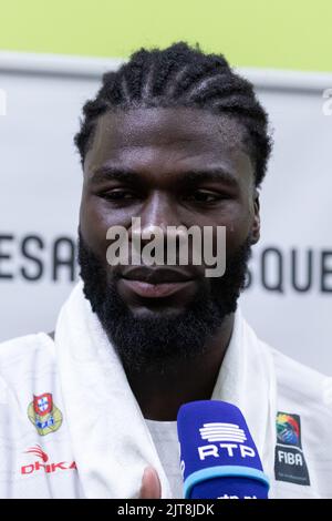 28. August 2022. Odivelas, Portugal. Portugal und Sacramento Kings Centre Neemias Queta (88) in Aktion während des Spiels für den FIBA Europe Cup (Gruppe F), Portugal gegen Zypern © Alexandre de Sousa/Alamy Live News Stockfoto