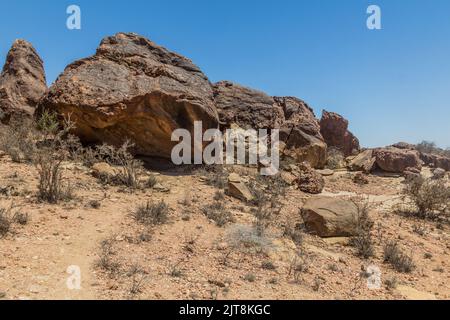 Landschaft um Laas Geel Felsmalereien, Somaliland Stockfoto