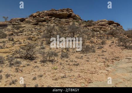 Landschaft um Laas Geel Felsmalereien, Somaliland Stockfoto