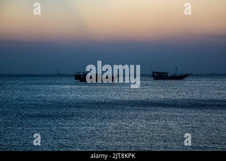 Abendansicht der Boote in Berbera, Somaliland Stockfoto