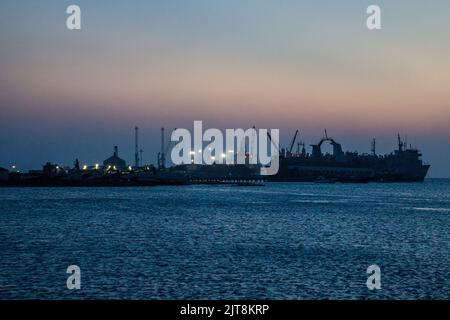 Abendansicht eines Hafens in Berbera, Somaliland Stockfoto