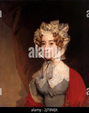 Ein Porträt von Louisa Catherine Johnson Adams. Sie war die Frau und First Lady von John Quincy Adams, dem Präsidenten der USA von 6.. Das Gemälde ist von Gilbert Stuart, 1821-26 Stockfoto