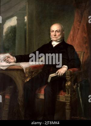 Ein Porträt von John Quincy Adams, dem sechsten Präsidenten der USA. Das Gemälde ist von George Peter Alexander Healy, c. 1858. Stockfoto