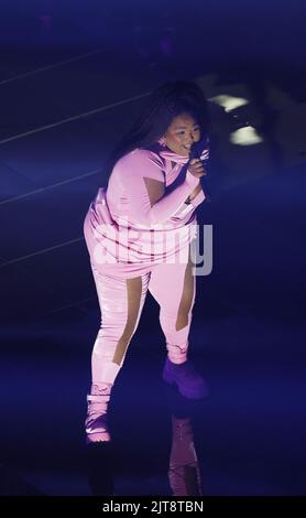 Newark, United, Erklärte. 28. August 2022. Lizzo tritt am Sonntag, den 28. August 2022, bei den MTV Video Music Awards „VMA's“ 2022 im Prudential Center in Newark, New Jersey, auf. Foto von John Angelillo/UPI Credit: UPI/Alamy Live News Stockfoto