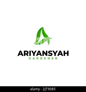 Grünes Natur-Logo, Blatt-Logo, Buchstabe Ein Logo, Umwelt-Logo, Vektor-Format. Stock Vektor