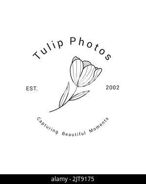 botanical Logo floral Logo Vektor Illustration Hand gezeichnet Tulpe für Unternehmen Geschäft Tulpe Umriss Logo Blume Logo Stock Vektor