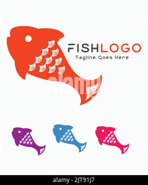 Fisch Logo Fisch Vektor Illustration kreativ Angeln Tier Säugetier niedlich Fisch Logo weiß Flossen bunt stilvolle Fisch Logo Stock Vektor
