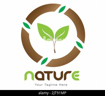 Natur-Logo Landwirtschaft Bio-Lebensmittel-Logo grün mit Blattanbau Bauernhof-Logo-Vektor Illustration von gesunden natürlichen grünen Gemüse-Logo templ Stock Vektor