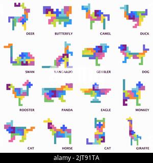 Satz von Block Puzzle. Pentamino Puzzle. Tetris. Stock Vektor