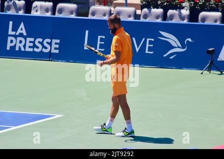 Der französische Tennisspieler Benoît Paire spielt im Qualifikationsspiel bei den National Bank Open gegen Denis Kudla aus den Vereinigten Staaten. 6. August 2022. Stockfoto