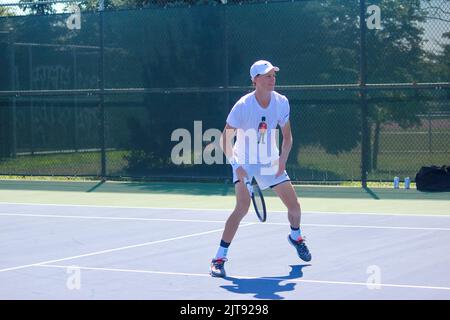 Jannik Sinnerin aus Italien übt sein Tennis bei den National Bank Open in Montreal, QC, Kanada. 6. August 2022. Stockfoto