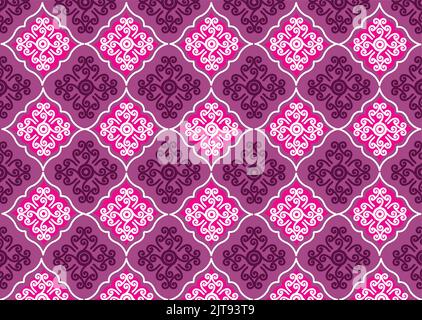 Ein nahtloser Vektor mit rosa und violetten Blumenmustern Stock Vektor