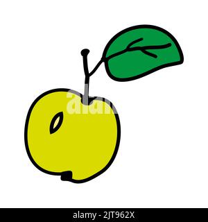Apfelfrucht Symbol Symbol Zeichen, Hand Zeichnung Doodle Stock Vektor