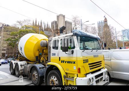 HYMIX Transportbetonlastwagen mit Betonauslieferung in Sydney, NSW, Australien Stockfoto