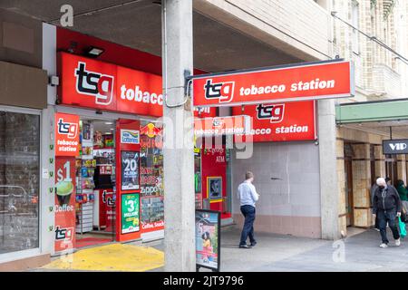 Tabak- und E-Zigaretten-Geschäft im Stadtzentrum von Sydney, NSW South Wales, Australien Stockfoto