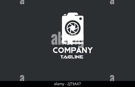 Vorlage mit minimalem Logo der Buchkamera Stock Vektor