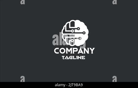 Logo-Vorlage für minimale digitale Gehirntechnologie Stock Vektor