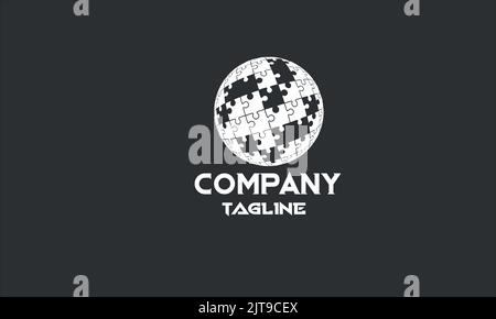 Minimal Puzzle World Logo-Vorlage Stock Vektor