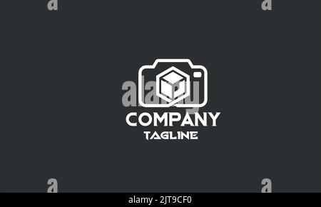 Logo-Vorlage für minimale Kamerawürfel Stock Vektor