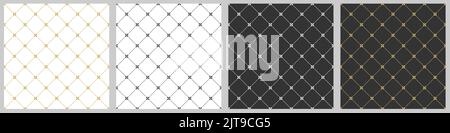 Satz von nahtlosen geometrischen Mustern aus diagonalen Linien und Elementen des orientalischen Ornaments. Flacher Style Stock Vektor