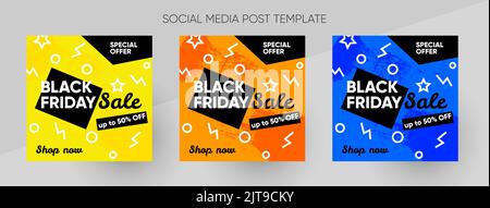 Social Media Black Friday Promo-Post-Vorlage, editierbare Social-Media-Vorlage. Hintergrund für Social-Media-Promotion Verkaufsdesign-Vektor. Banner-Vorlage. Vektorgrafik. Stock Vektor