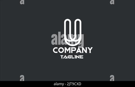 Minimale Vorlage für das U-Logo mit digitalem Buchstaben Stock Vektor