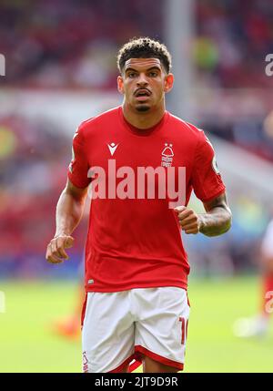 Nottingham, Großbritannien. 28.. August 2022. Morgan Gibbs-White aus Nottingham Forest während des Spiels der Premier League auf dem City Ground, Nottingham. Bildnachweis sollte lauten: David Klein / Sportimage Kredit: Sportimage/Alamy Live News Stockfoto