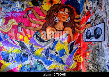 Kalkutta, Indien. 28. August 2022. Straßengraffiti an einer Wand in Nord-Kalkutta. Kredit: SOPA Images Limited/Alamy Live Nachrichten Stockfoto