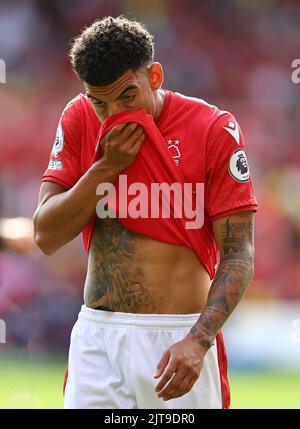 Nottingham, Großbritannien. 28.. August 2022. Morgan Gibbs-White aus Nottingham Forest während des Spiels der Premier League auf dem City Ground, Nottingham. Bildnachweis sollte lauten: David Klein / Sportimage Kredit: Sportimage/Alamy Live News Stockfoto