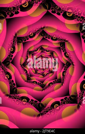 Jenseits des traditionellen Julia formulierte fraktales Muster und Design als kreative Verbindungen in lebhaften Pink-Tönen Stockfoto