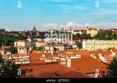 Altstadt von Prag. Tschechische Republik über den Fluss Moldau. Stockfoto