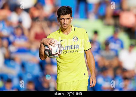 Getafe, Madrid. 28. August 2022. Gerard Moreno von Villarreal CF während des La Liga-Spiels zwischen Getafe CF und Villarreal CF spielte am 28. August 2022 im Coliseum Alfonso Peres Stadium in Getafe, Madrid, Spanien. (Foto von Ruben Albarran / PRESSIN) Credit: PRESSINPHOTO SPORTS AGENCY/Alamy Live News Stockfoto