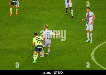 Frenkie de Jong beim Freundschaftsspiel zwischen Xavi's FC Barcelona (Barça) und Guardiola's Manchester City wegen als-Krankheit im Spotify Camp Nou Stockfoto