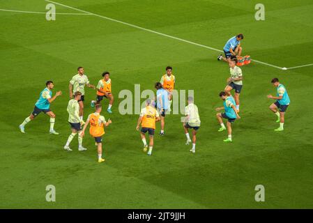 Freundschaftsspiel zwischen dem FC Barcelona (Barcoca) von Xavi und Guardiola's Manchester City aufgrund der als-Krankheit im Spotify Camp Nou (Barcelona, Spanien) Stockfoto