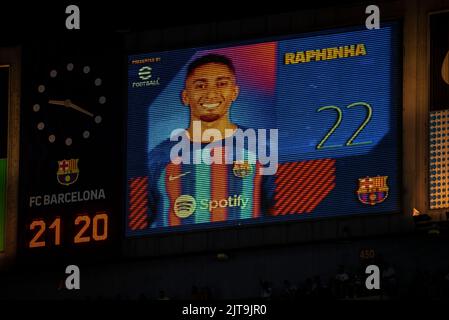 Freundschaftsspiel zwischen Xavi's FC Barcelona (Barça) und Guardiola's Manchester City wegen als-Krankheit im Spotify Camp Nou Barcelona Catalonia Spain Stockfoto