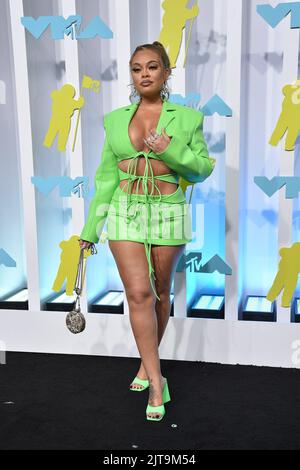 Newark, NJ, USA. 28. August 2022. Latto bei Ankunft für die MTV Video Music Awards (VMAs) 2022 - Ankunft 1, Prudential Center, Newark, NJ, 28. August 2022. Kredit: Kristin Callahan/Everett Collection/Alamy Live Nachrichten Stockfoto