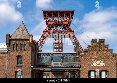 Förderturm der ehemaligen Schachanlage Rheinpreußen IV in Moers, Nordrhein-Westfalen, Deutschland, Europa | Drehturm der Schachtanlage Rheinpreußen IV C Stockfoto