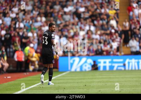 Birmingham, Großbritannien. 28. August 2022. Emerson (WHU) beim EPL-Spiel Aston Villa gegen West Ham United am 28. August 2022 in Villa Park, Birmingham, Großbritannien. Kredit: Paul Marriott/Alamy Live Nachrichten Stockfoto