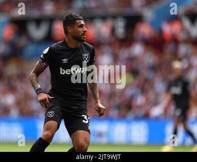 Birmingham, Großbritannien. 28. August 2022. Emerson (WHU) beim EPL-Spiel Aston Villa gegen West Ham United am 28. August 2022 in Villa Park, Birmingham, Großbritannien. Kredit: Paul Marriott/Alamy Live Nachrichten Stockfoto