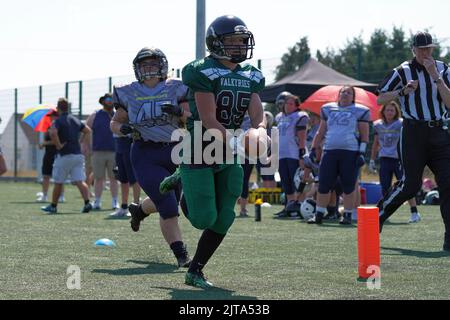 Cardiff Valkyries gegen Portsmouth Dreadnoughts, National Women's American Football League Stockfoto