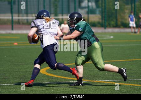 Cardiff Valkyries gegen Portsmouth Dreadnoughts, National Women's American Football League Stockfoto