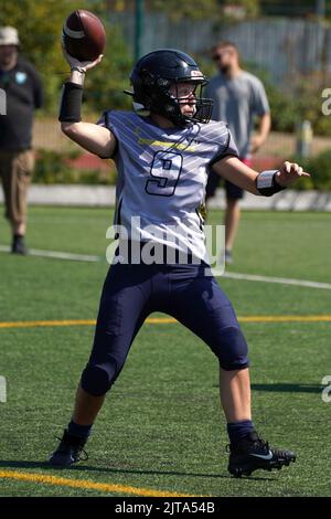 Cardiff Valkyries gegen Portsmouth Dreadnoughts, National Women's American Football League Stockfoto