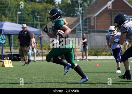 Cardiff Valkyries gegen Portsmouth Dreadnoughts, National Women's American Football League Stockfoto