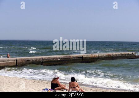 ODESA, UKRAINE - 25. AUGUST 2022 - die DS SOFIE BULKER ist im Hafen von Odesa angekommen, um mit Getreide, Odesa, Südukraine, beladen zu werden. Stockfoto