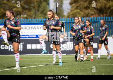 21.. August 2022. Barclays Women’s Championship-Spiel zwischen Coventry United und Bristol City in der Butts Park Arena. Stockfoto