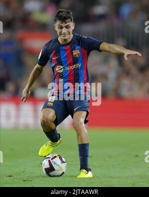 Barcelona, Spanien. 28. August 2022. Pedro Gonzalez Pedri vom FC Barcelona während des La Liga-Spiels zwischen dem FC Barcelona und Real Valladolid spielte am 28. August 2022 im Camp Nou Stadium in Barcelona, Spanien. (Foto von Colas Buera / PRESSIN) Credit: PRESSINPHOTO SPORTS AGENCY/Alamy Live News Stockfoto